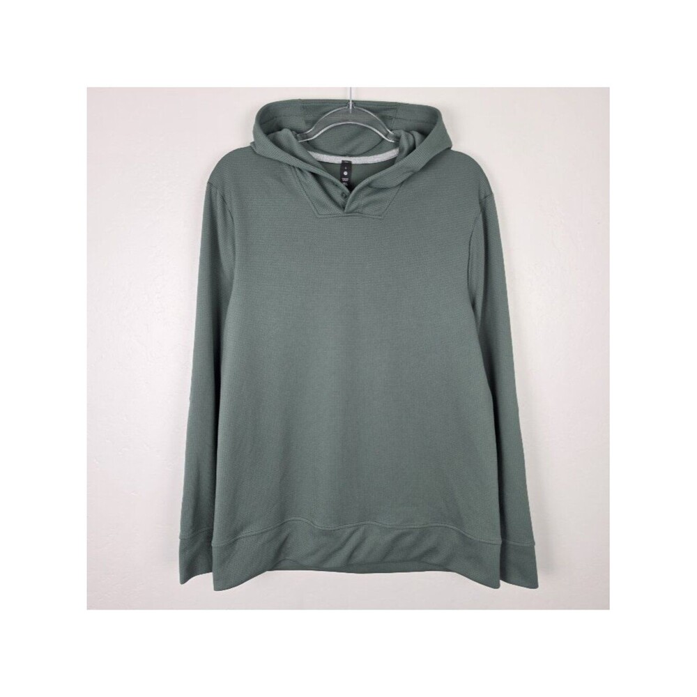 Lululemon Shift Stitch Hoodie Waffle Knit Pullover Green Size L